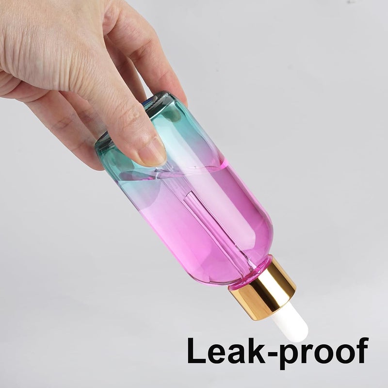 Hethyo 4 pack 4 oz Glass Dropper Bottle with Extra 2 Eye Dropper,30ml Rainbow Colored Thick Glass Tincture Bottles,Leakproof Travel Essential Oils Bottles (4 OZ) - Image 4